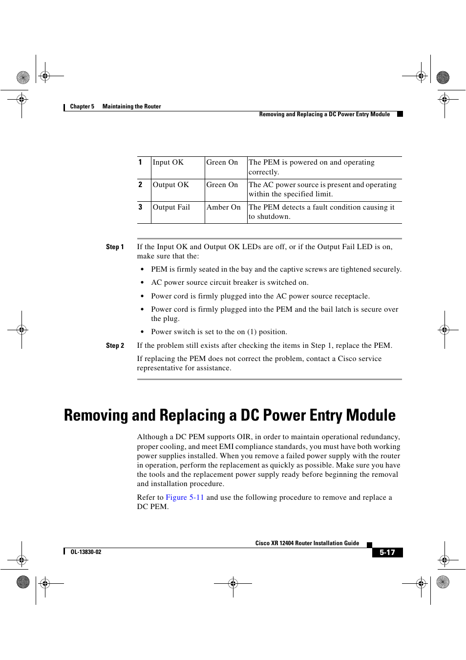 Removing and replacing a dc power entry module | Cisco XR 12404 User Manual | Page 141 / 178