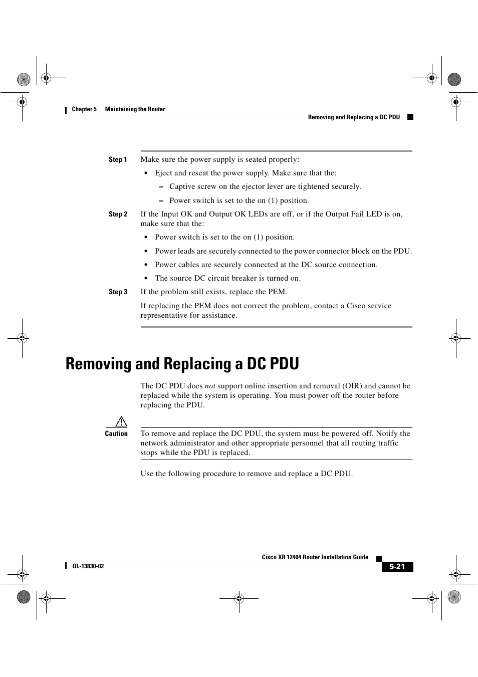 Removing and replacing a dc pdu | Cisco XR 12404 User Manual | Page 145 / 178