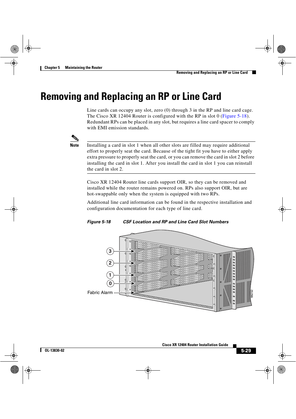 Removing and replacing an rp or line card | Cisco XR 12404 User Manual | Page 153 / 178