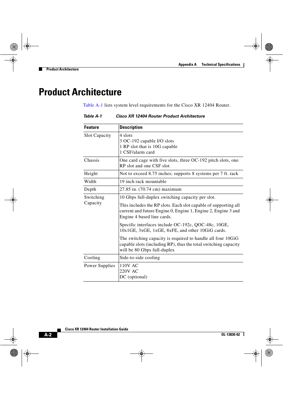 Product architecture | Cisco XR 12404 User Manual | Page 164 / 178