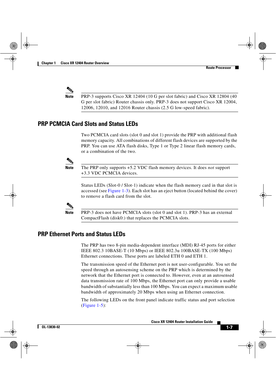 Prp pcmcia card slots and status leds, Prp ethernet ports and status leds | Cisco XR 12404 User Manual | Page 21 / 178