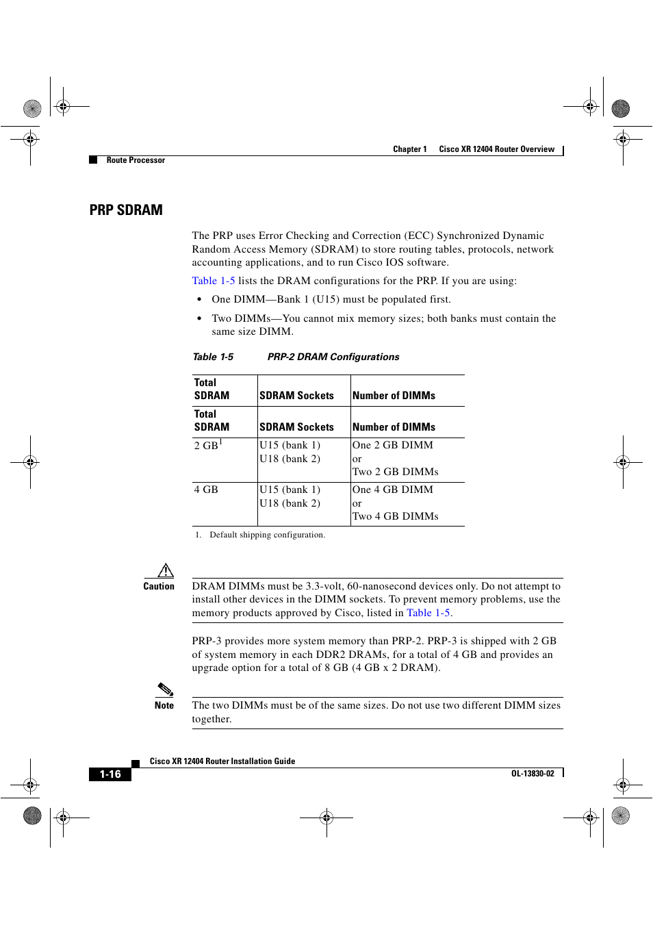 Prp sdram | Cisco XR 12404 User Manual | Page 30 / 178