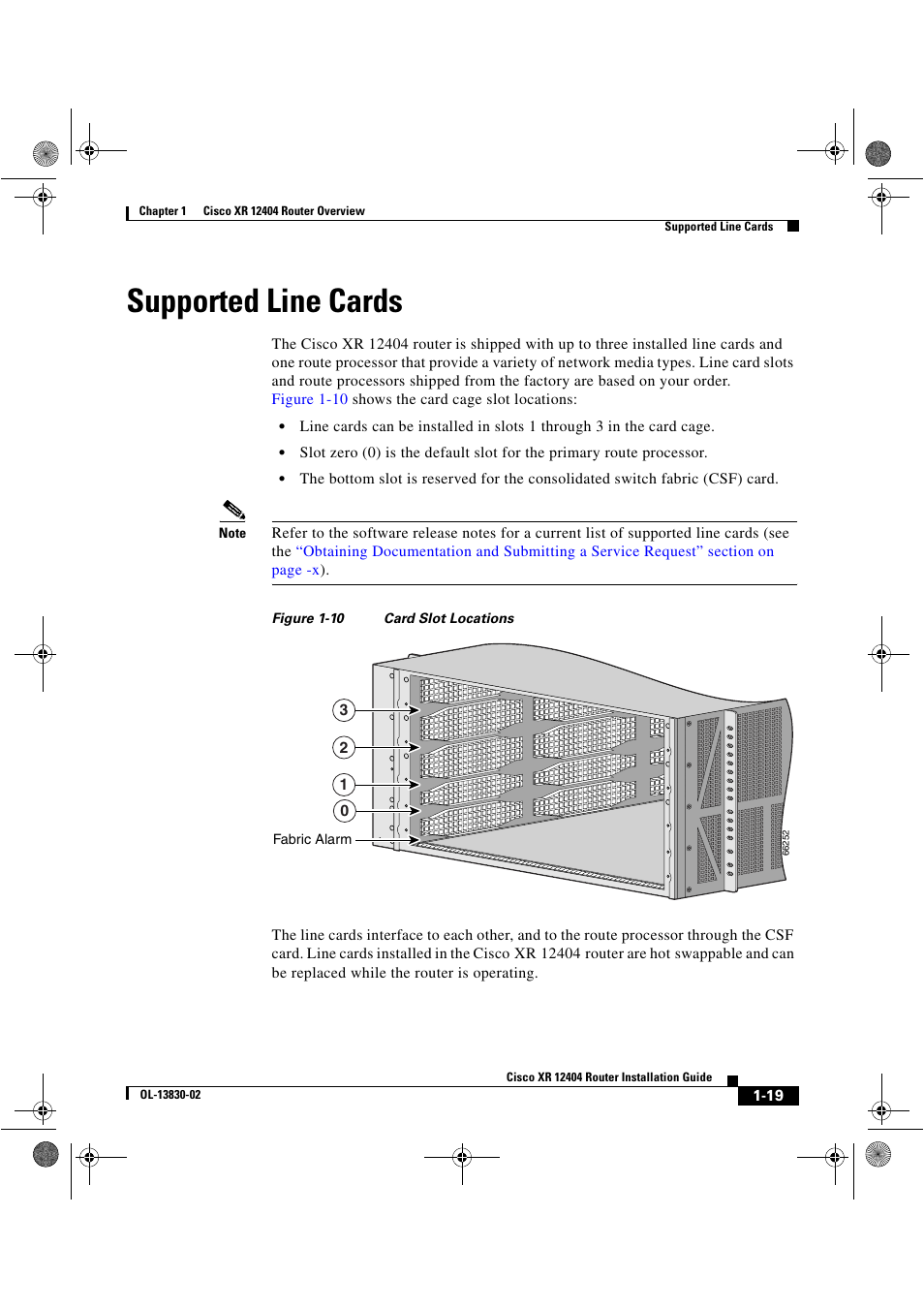 Supported line cards, Supported line cards” section on | Cisco XR 12404 User Manual | Page 33 / 178