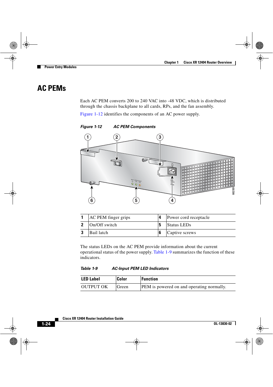 Ac pems | Cisco XR 12404 User Manual | Page 38 / 178