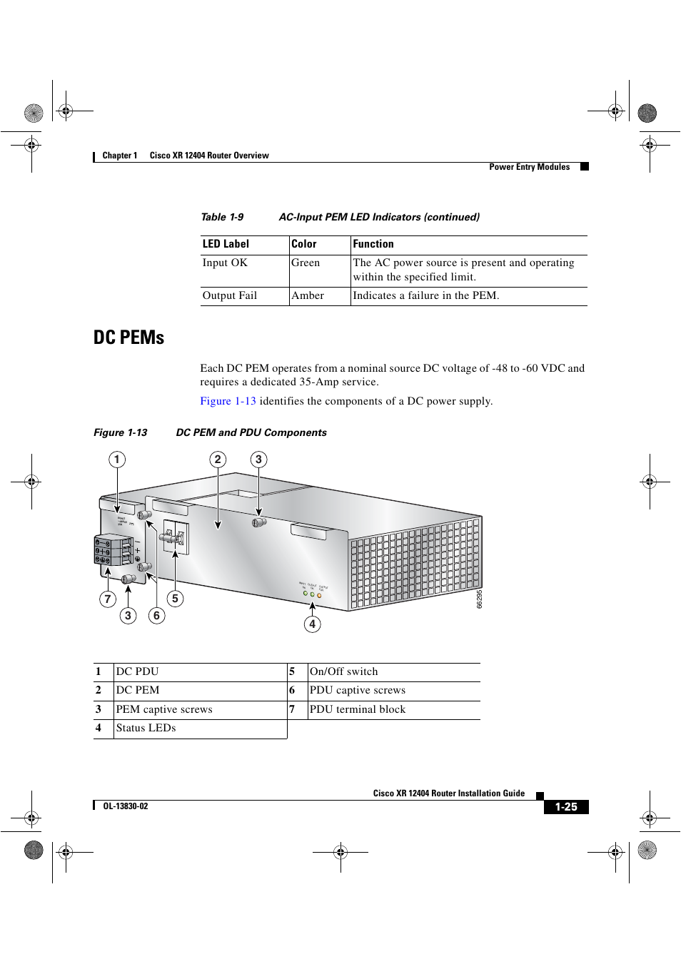 Dc pems | Cisco XR 12404 User Manual | Page 39 / 178