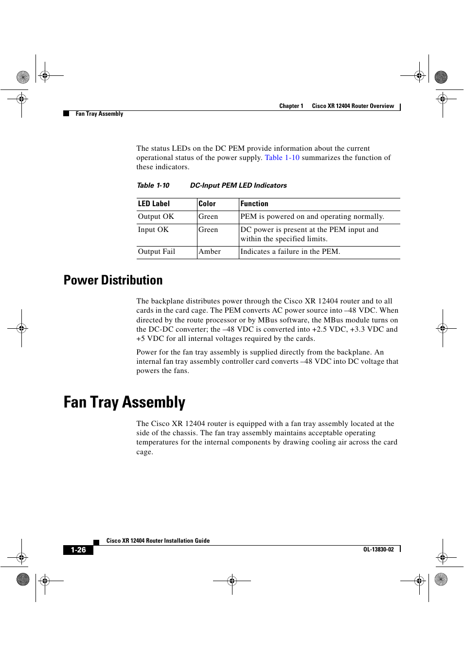 Power distribution, Fan tray assembly, Fan tray | For informati | Cisco XR 12404 User Manual | Page 40 / 178