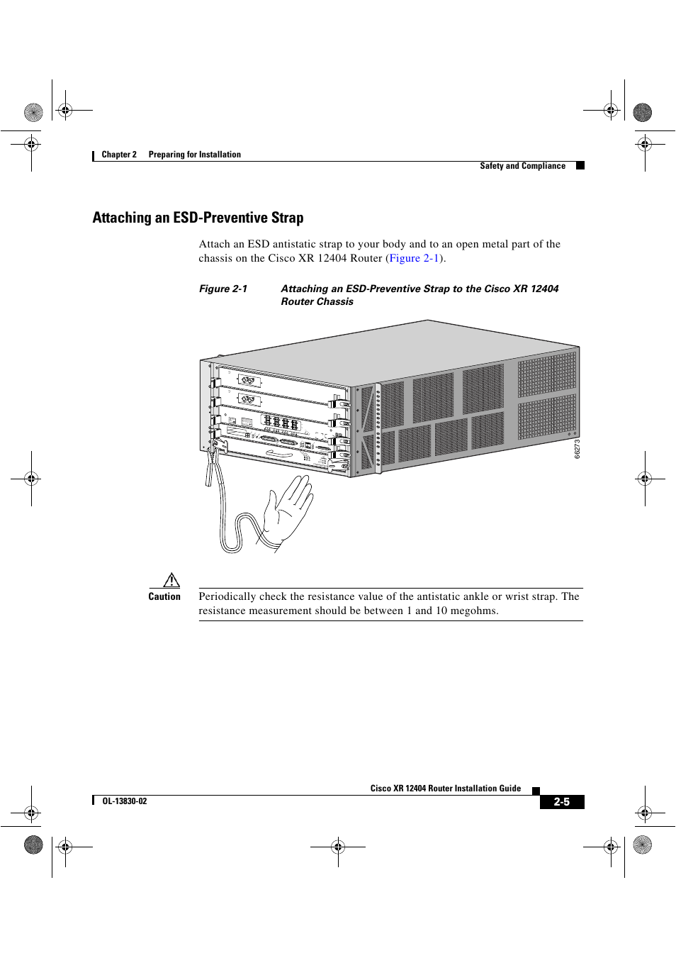 Attaching an esd-preventive strap | Cisco XR 12404 User Manual | Page 51 / 178