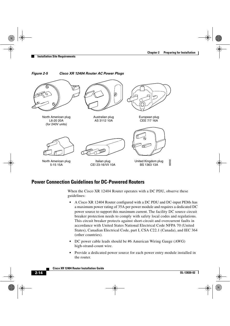 Power connection guidelines for dc-powered routers | Cisco XR 12404 User Manual | Page 60 / 178