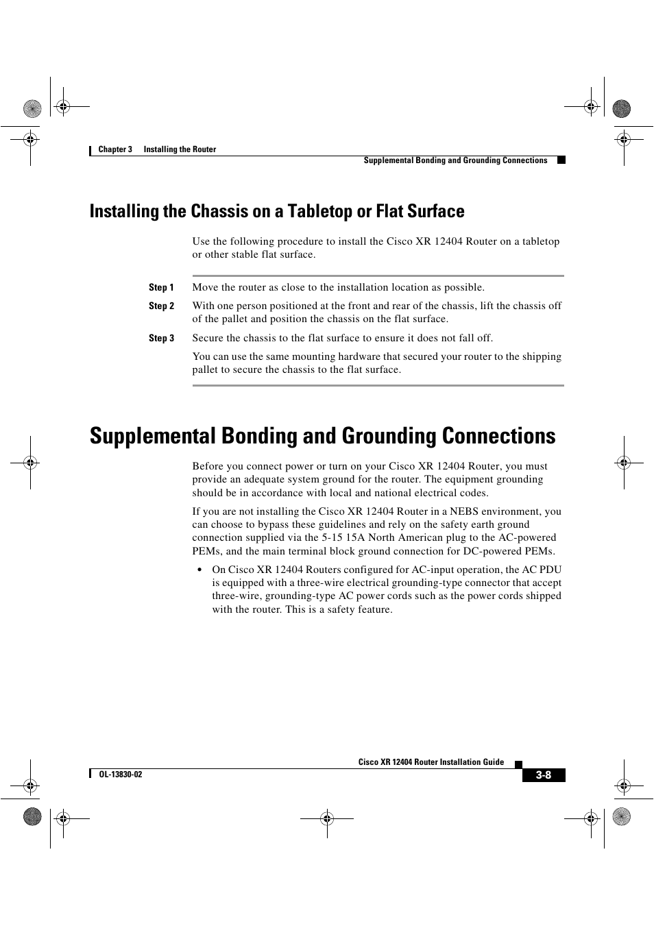 Supplemental bonding and grounding connections | Cisco XR 12404 User Manual | Page 73 / 178