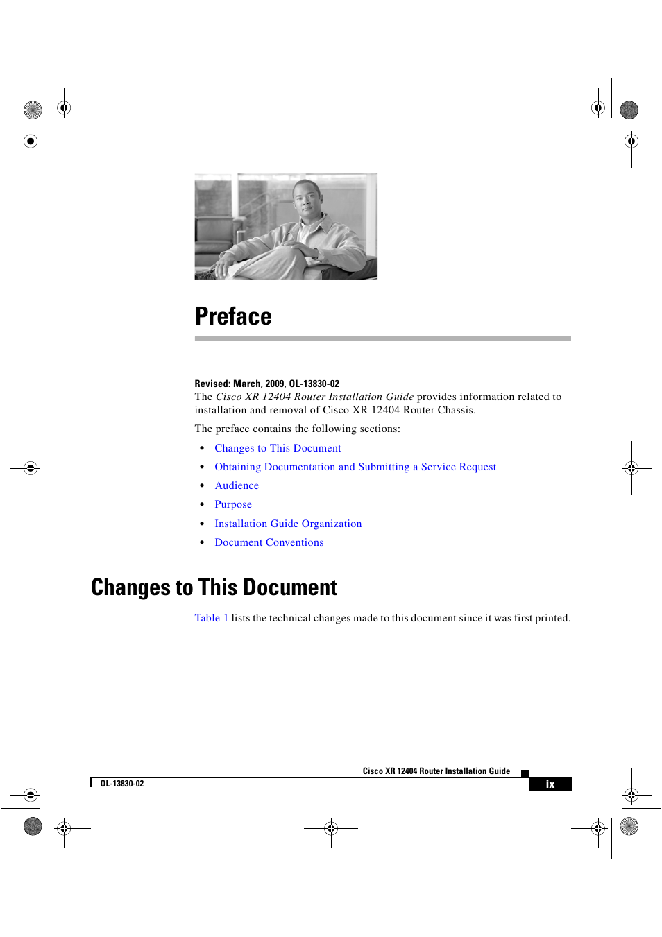 Preface, Changes to this document | Cisco XR 12404 User Manual | Page 9 / 178