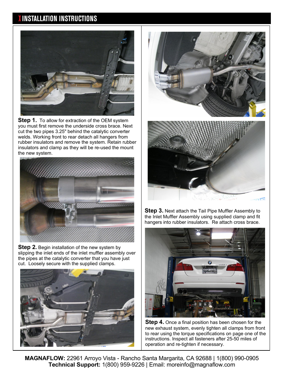 MagnaFlow BMW 528I Stainless Cat-Back System PERFORMANCE EXHAUST User Manual | Page 2 / 2