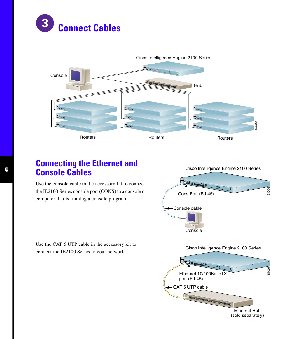 Connect cables, Connecting the ethernet and console cables | Cisco 2100 User Manual | Page 6 / 12