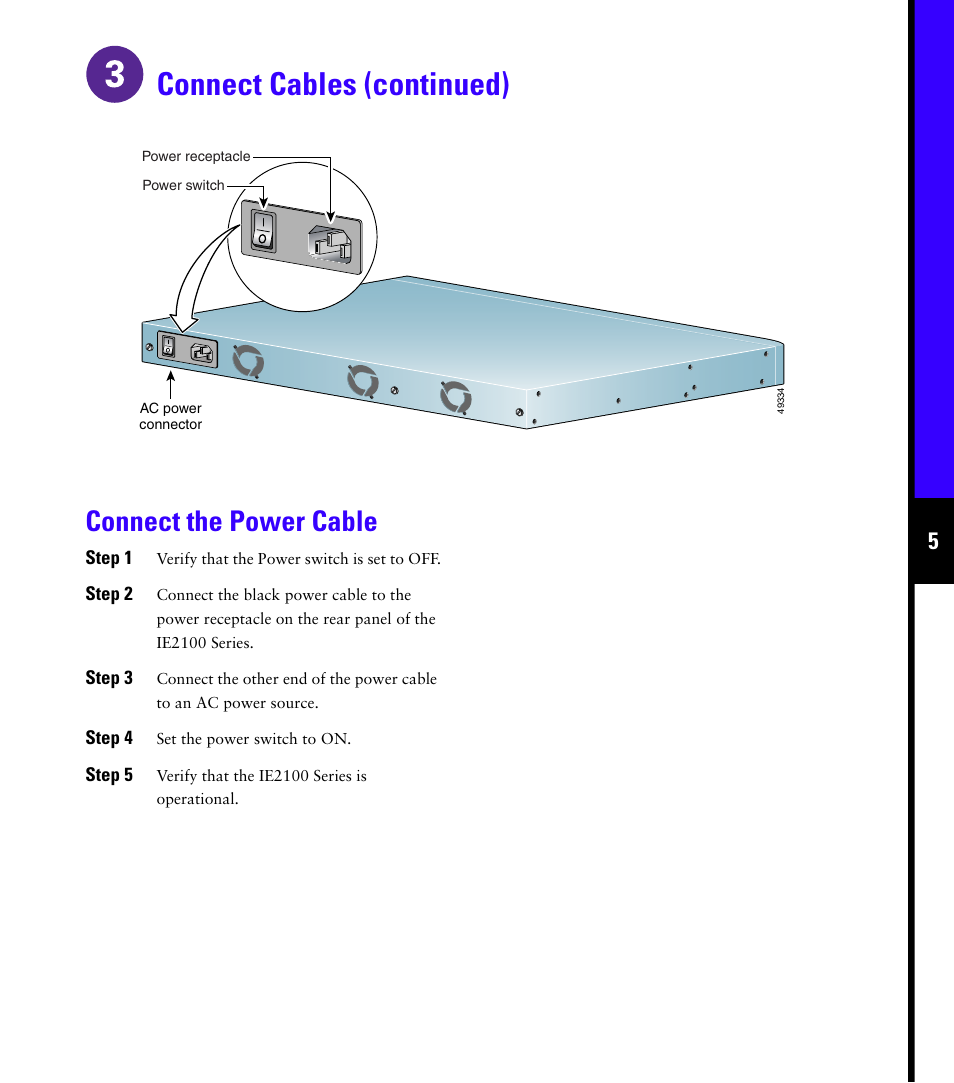 Connect cables (continued), Connect the power cable | Cisco 2100 User Manual | Page 7 / 12