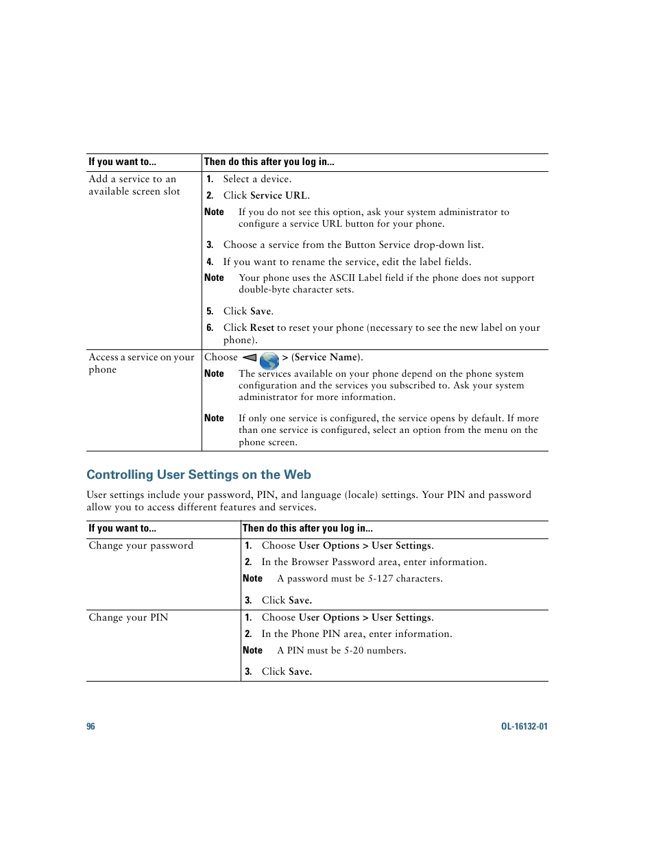 Controlling user settings on the web | Cisco Cisco Unified Wireless IP Phone 7925G User Manual | Page 104 / 126