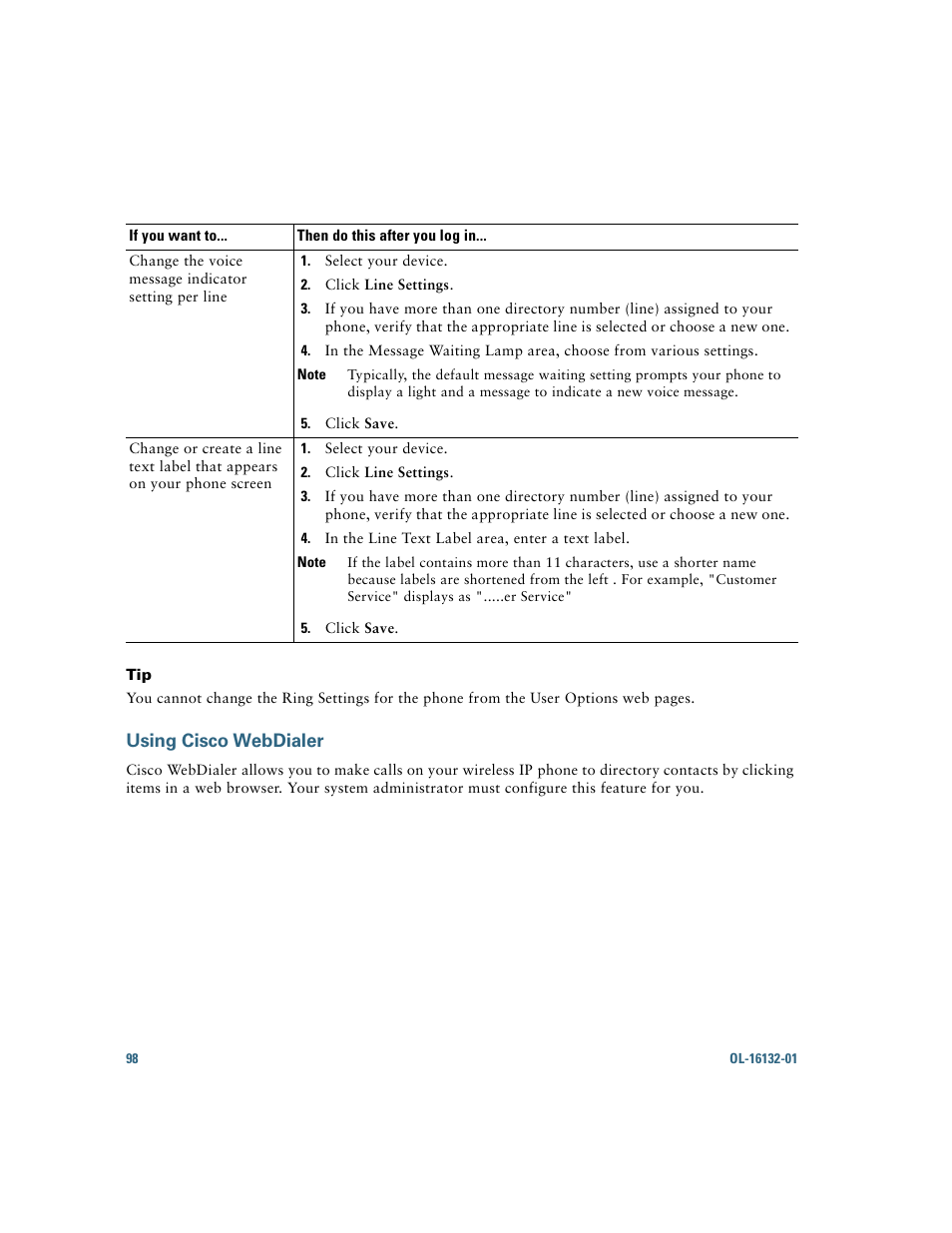 Using cisco webdialer, Using cisco, Webdialer | Cisco Cisco Unified Wireless IP Phone 7925G User Manual | Page 106 / 126