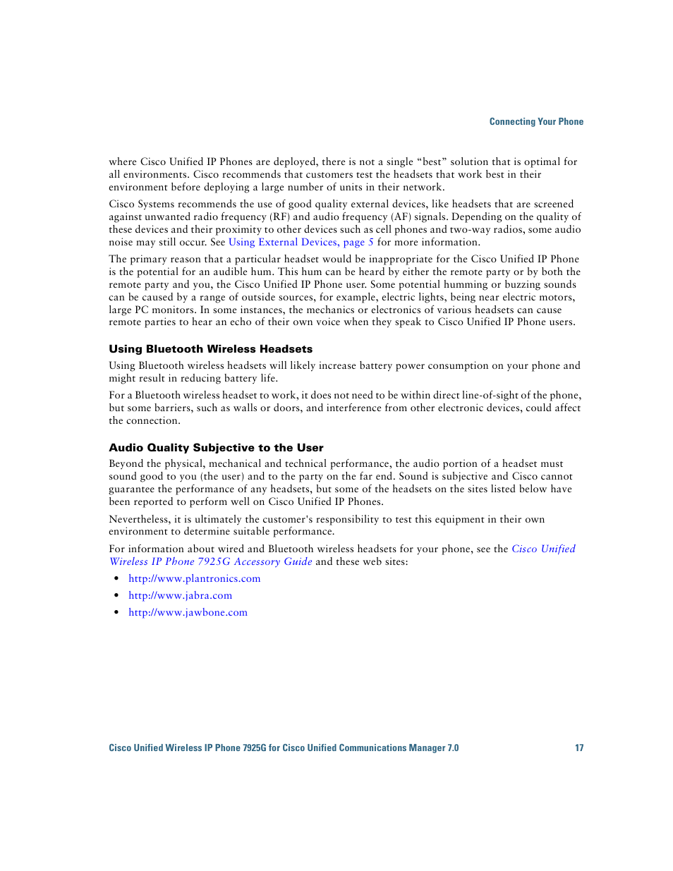 Cisco Cisco Unified Wireless IP Phone 7925G User Manual | Page 25 / 126