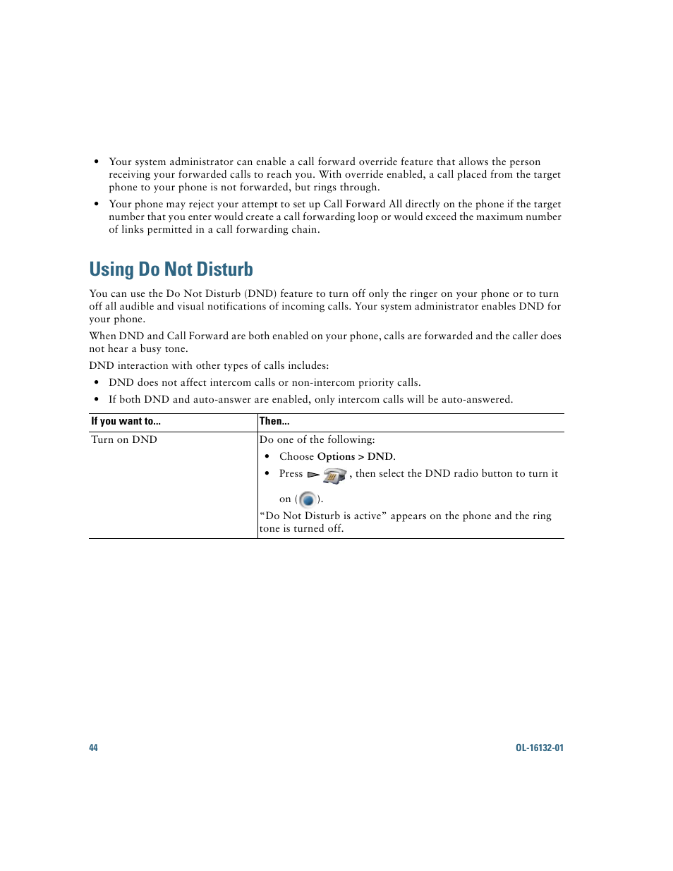 Using do not disturb | Cisco Cisco Unified Wireless IP Phone 7925G User Manual | Page 52 / 126