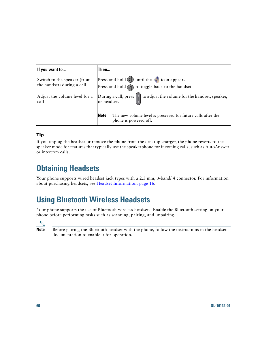 Obtaining headsets, Using bluetooth wireless headsets | Cisco Cisco Unified Wireless IP Phone 7925G User Manual | Page 74 / 126