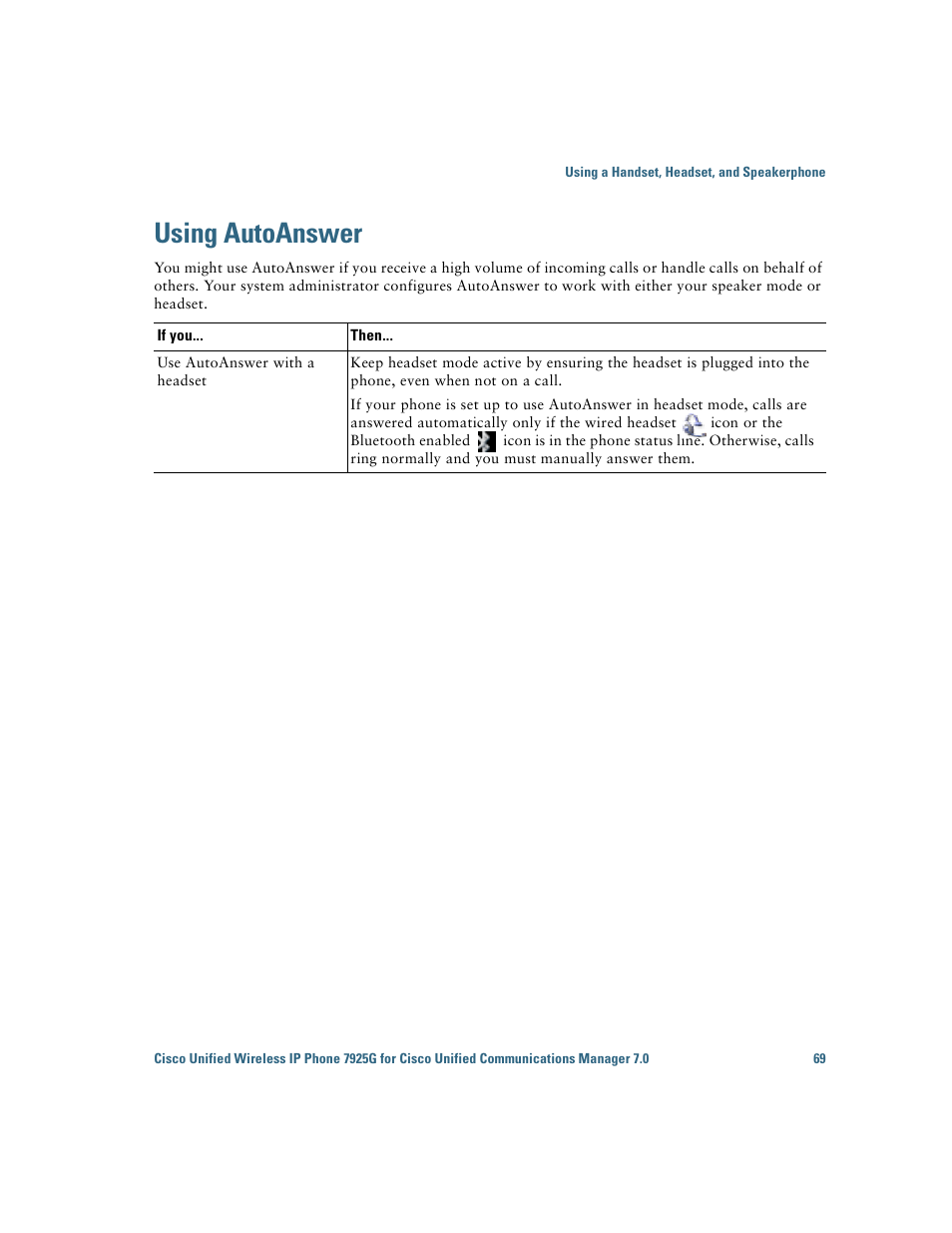 Using autoanswer | Cisco Cisco Unified Wireless IP Phone 7925G User Manual | Page 77 / 126