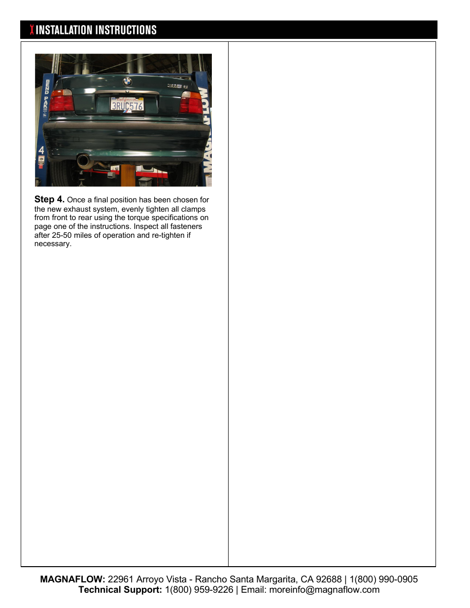 MagnaFlow BMW 318TI Stainless Cat-Back System PERFORMANCE EXHAUST User Manual | Page 3 / 3