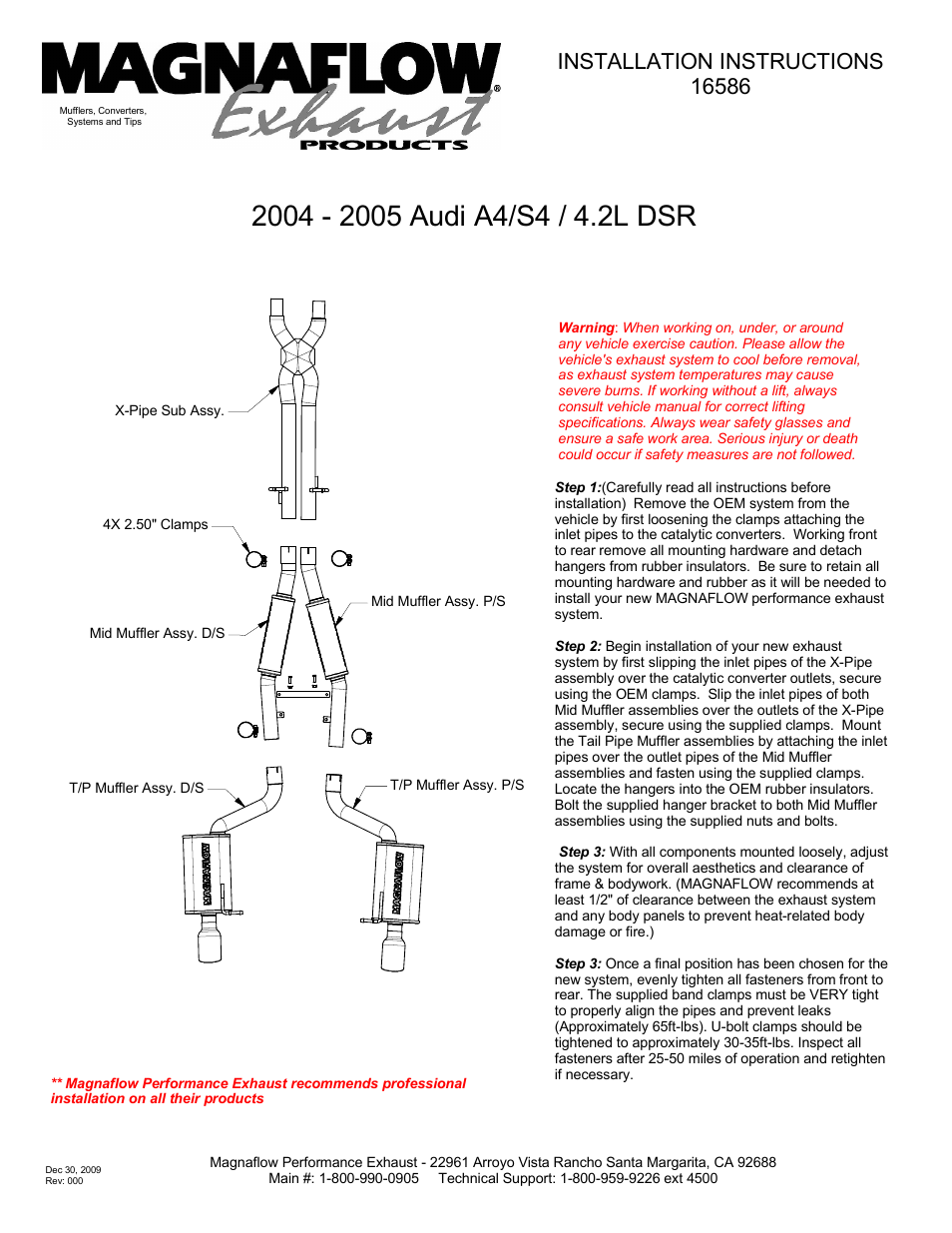 MagnaFlow AUDI S4 Stainless Cat-Back System PERFORMANCE EXHAUST User Manual | 1 page