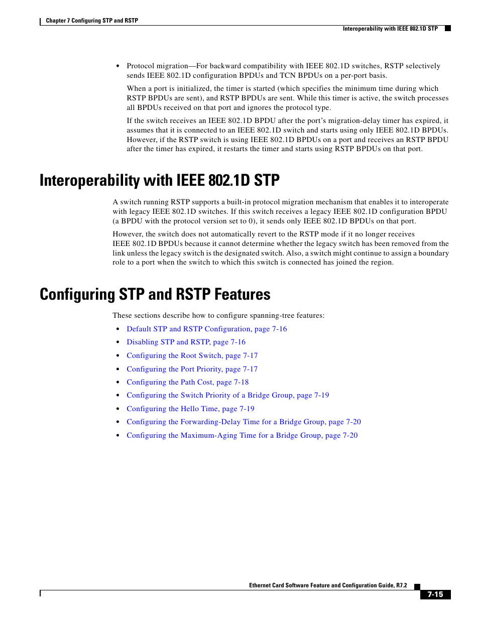 Interoperability with ieee 802.1d stp, Configuring stp and rstp features | Cisco 15327 User Manual | Page 121 / 584