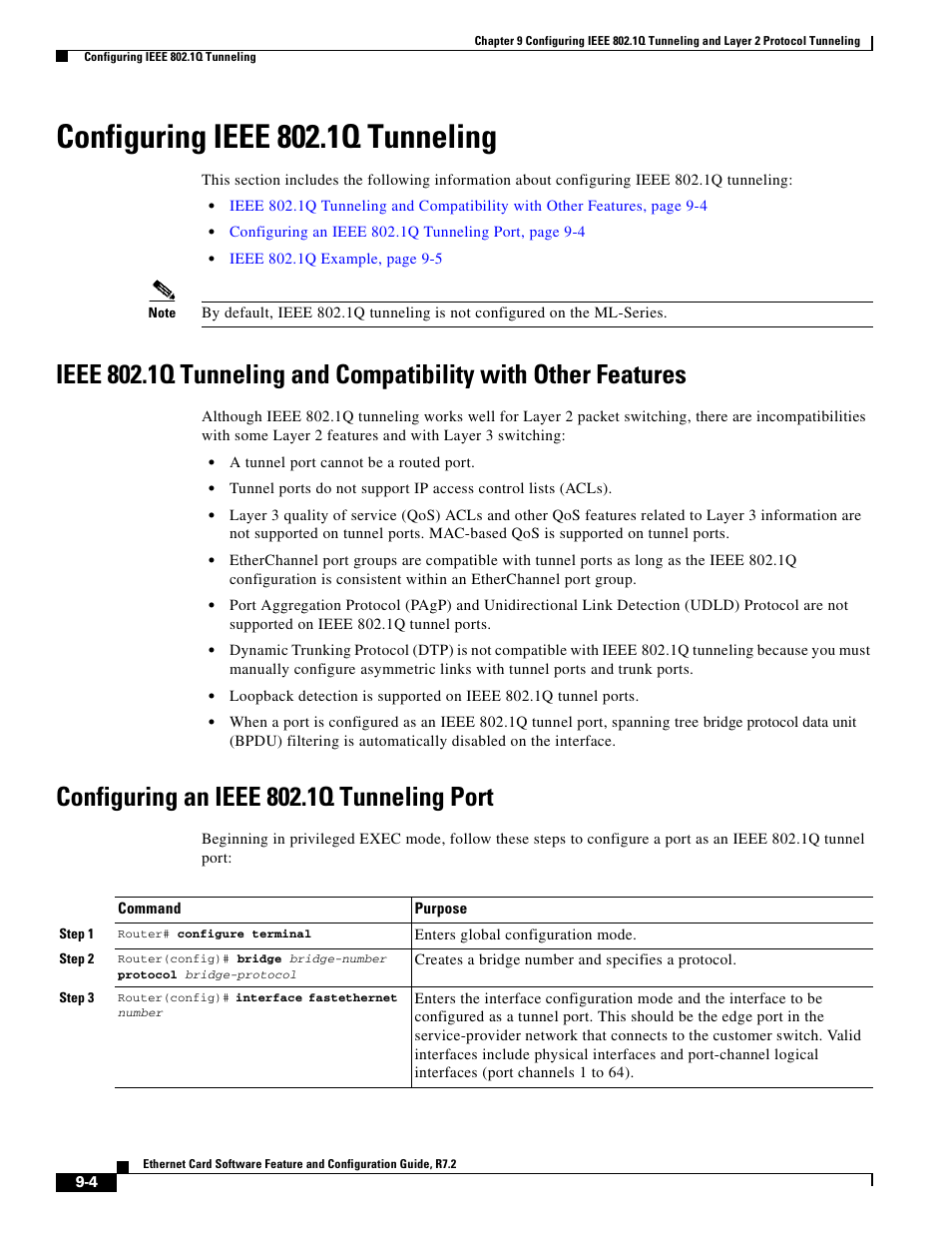 Configuring ieee 802.1q tunneling, Configuring an ieee 802.1q tunneling port | Cisco 15327 User Manual | Page 138 / 584