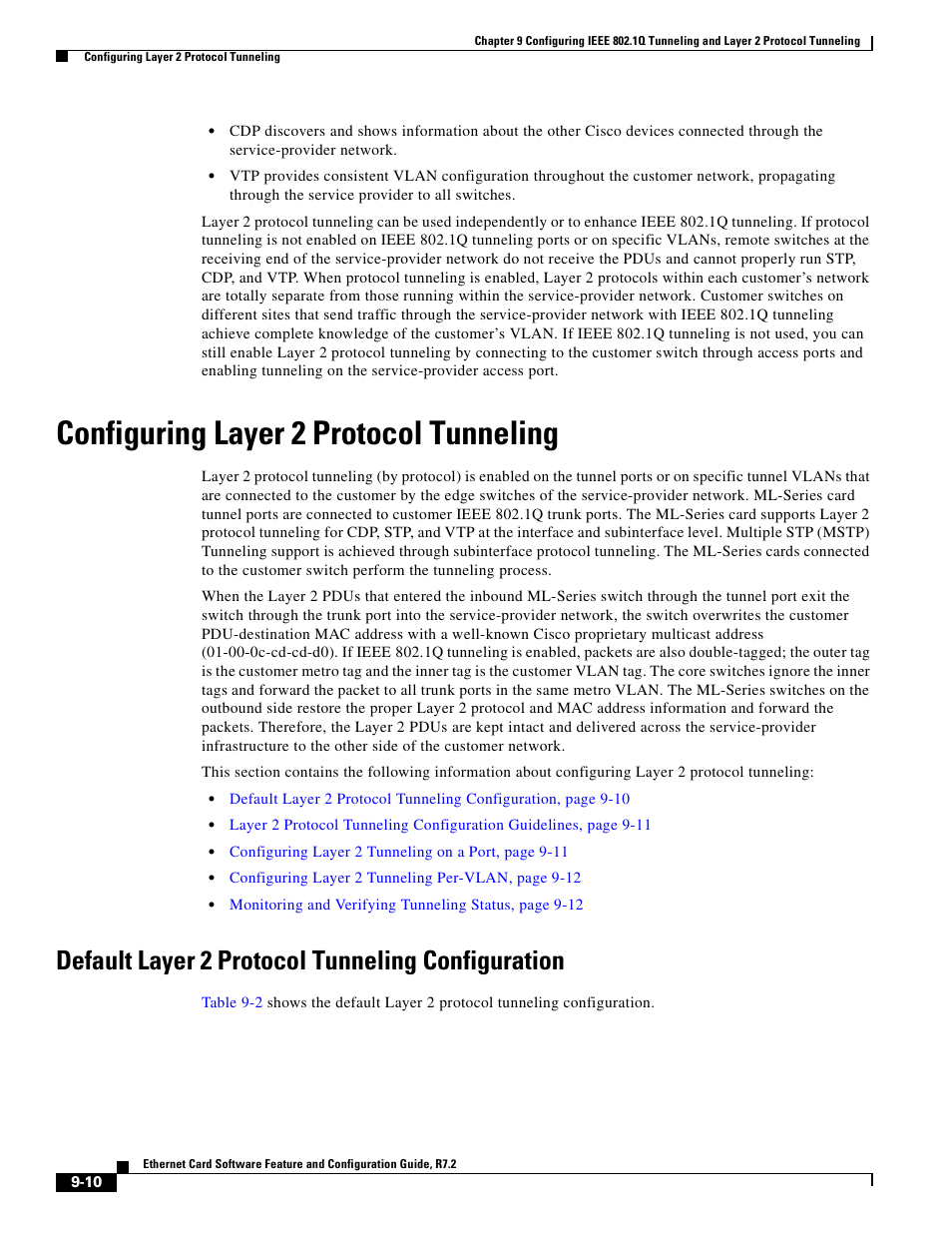 Configuring layer 2 protocol tunneling, Default layer 2 protocol tunneling configuration | Cisco 15327 User Manual | Page 144 / 584