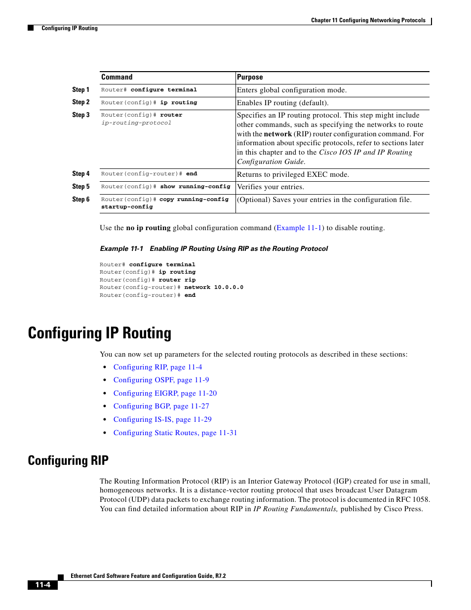 Configuring ip routing, Configuring rip | Cisco 15327 User Manual | Page 162 / 584