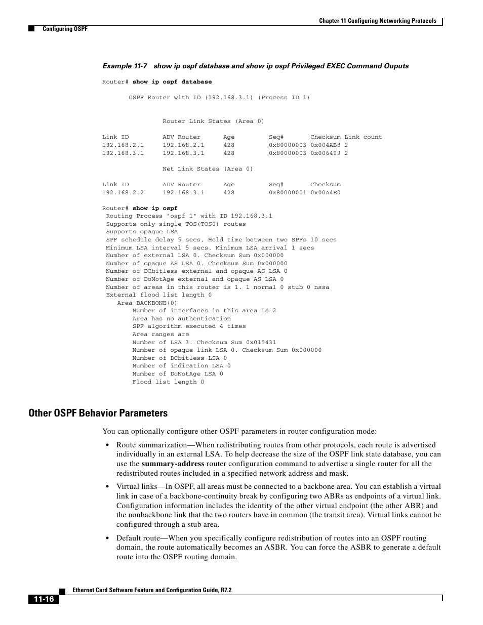 Other ospf behavior parameters | Cisco 15327 User Manual | Page 174 / 584