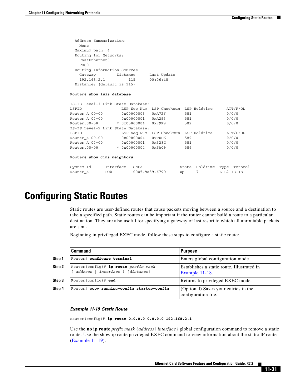 Configuring static routes | Cisco 15327 User Manual | Page 189 / 584