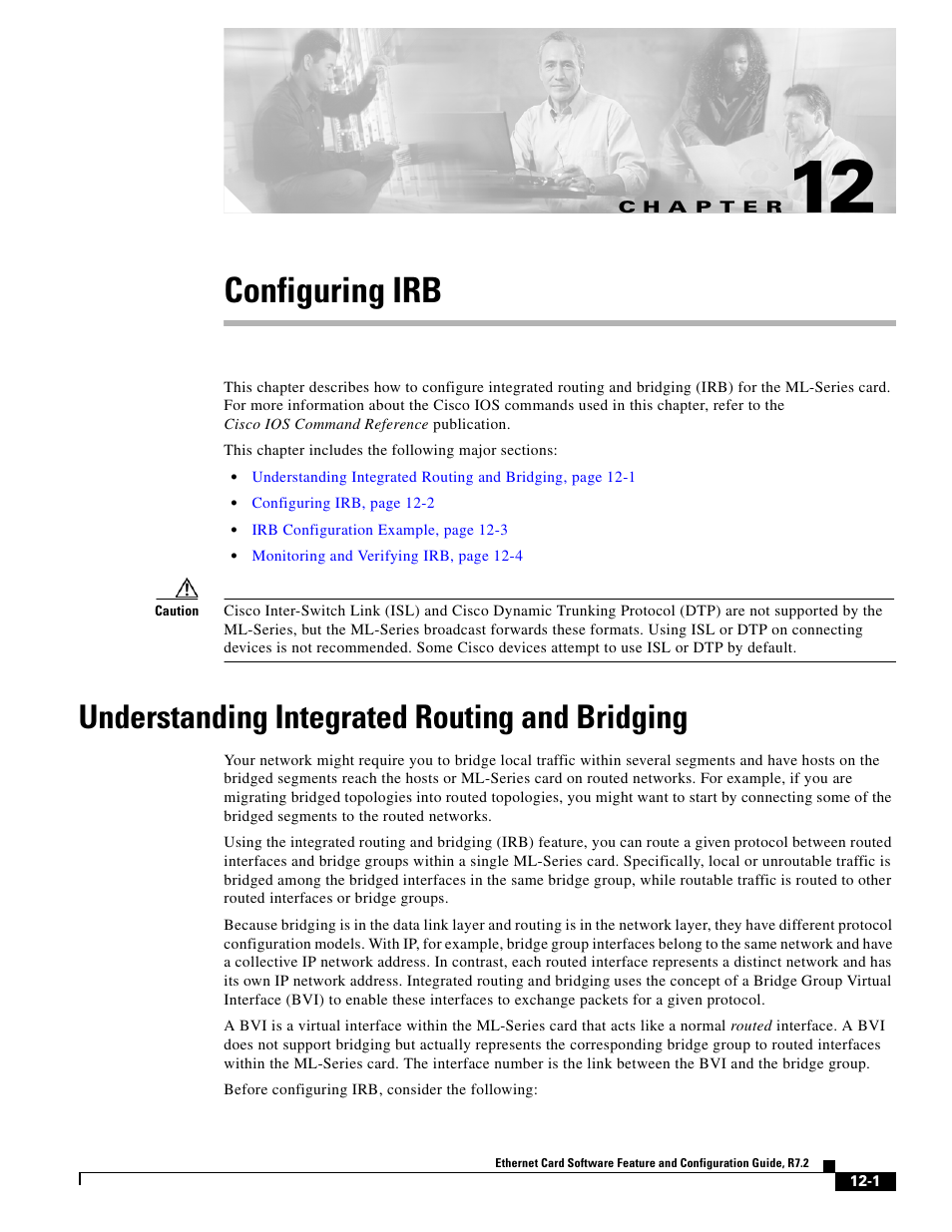 Configuring irb, Understanding integrated routing and bridging, C h a p t e r | Chapter 12, “configuring irb | Cisco 15327 User Manual | Page 195 / 584