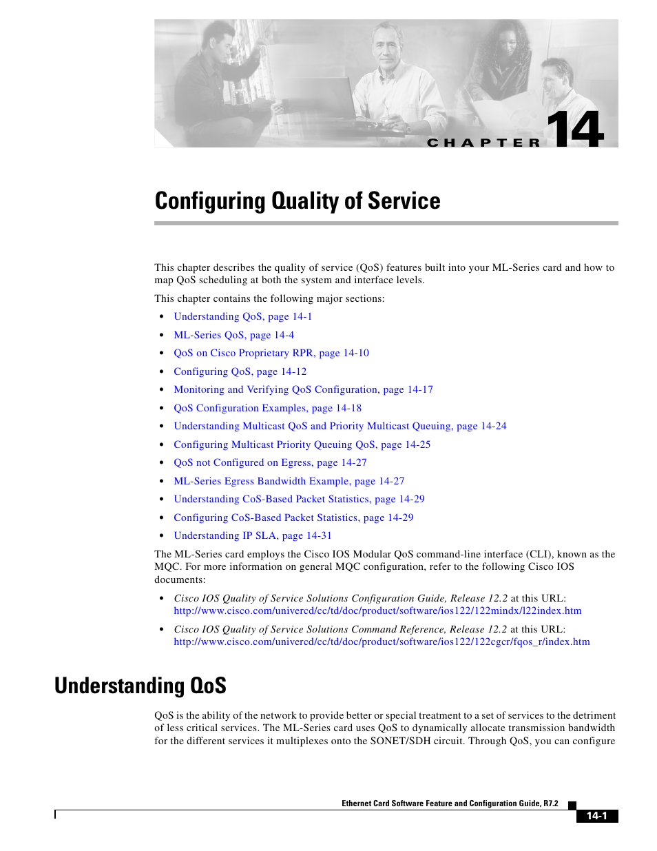 Configuring quality of service, Understanding qos, C h a p t e r | Chapter 14, “configuring quality of service | Cisco 15327 User Manual | Page 209 / 584