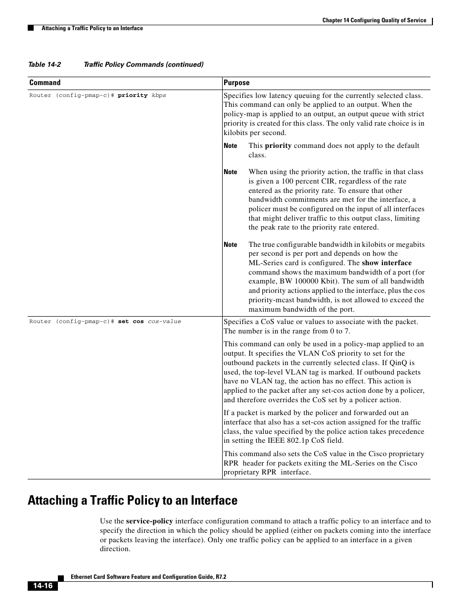 Attaching a traffic policy to an interface | Cisco 15327 User Manual | Page 224 / 584