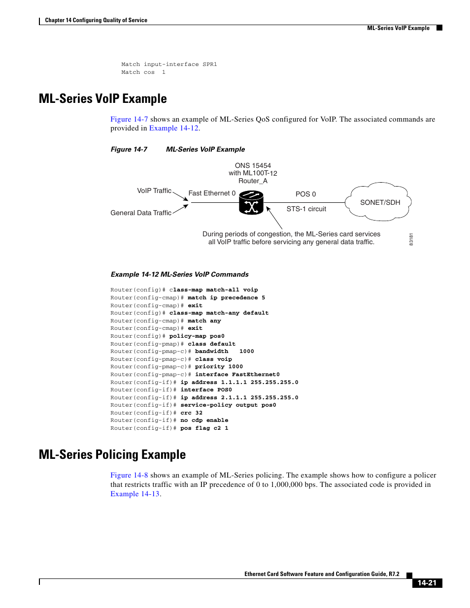 Ml-series voip example, Ml-series policing example, Figure 14-7 | Cisco 15327 User Manual | Page 229 / 584