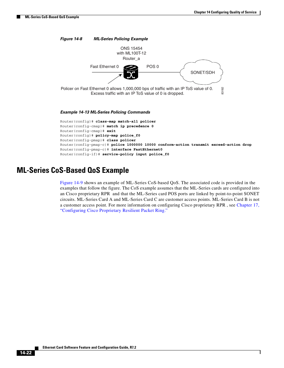 Ml-series cos-based qos example, Figure 14-8, Example 14-13 | Cisco 15327 User Manual | Page 230 / 584