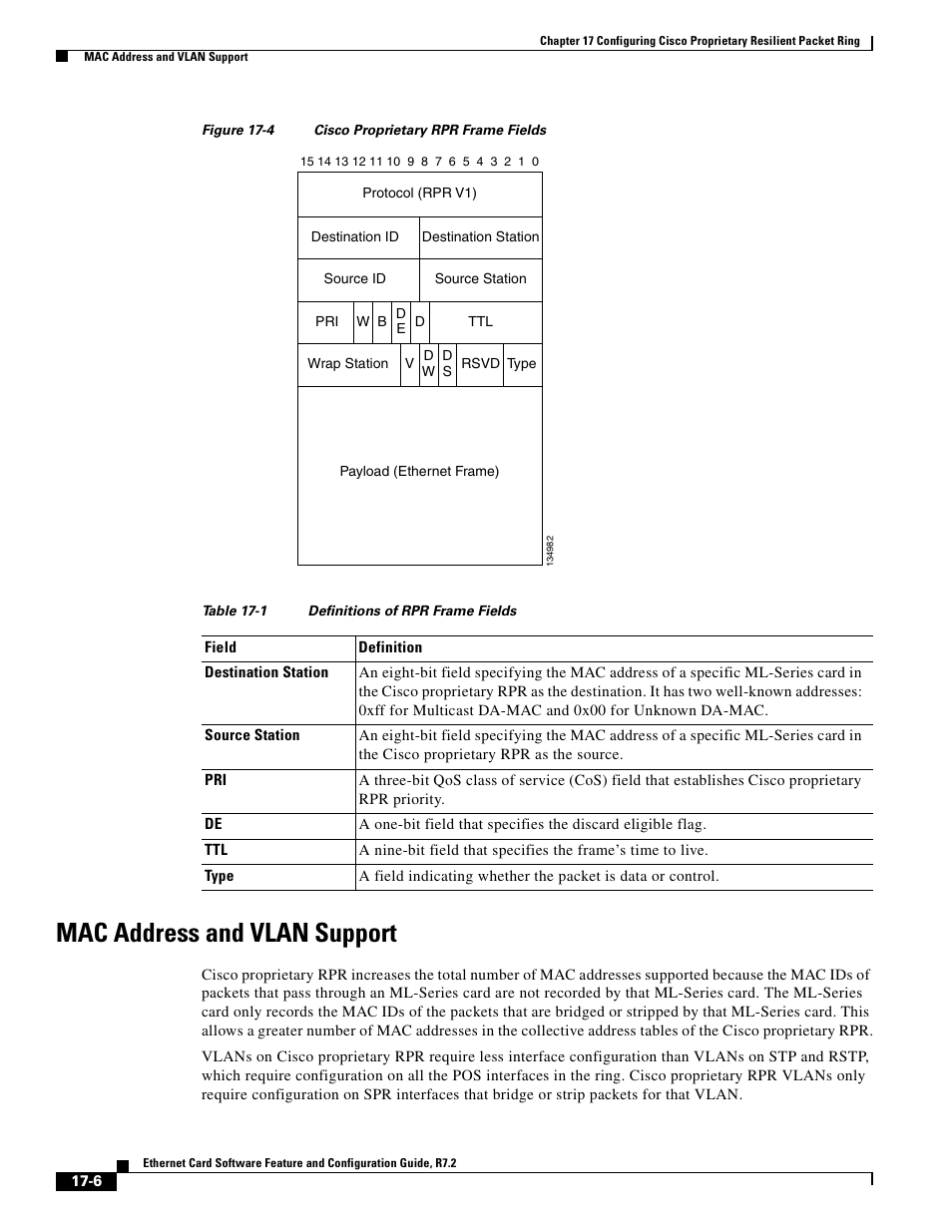 Mac address and vlan support, Figure 17-4, Table 17-1 | Cisco 15327 User Manual | Page 258 / 584