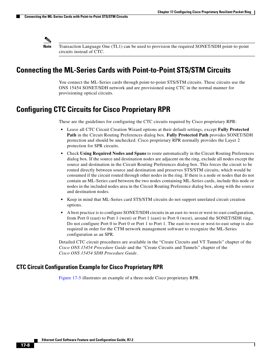 Configuring ctc circuits for cisco proprietary rpr | Cisco 15327 User Manual | Page 260 / 584