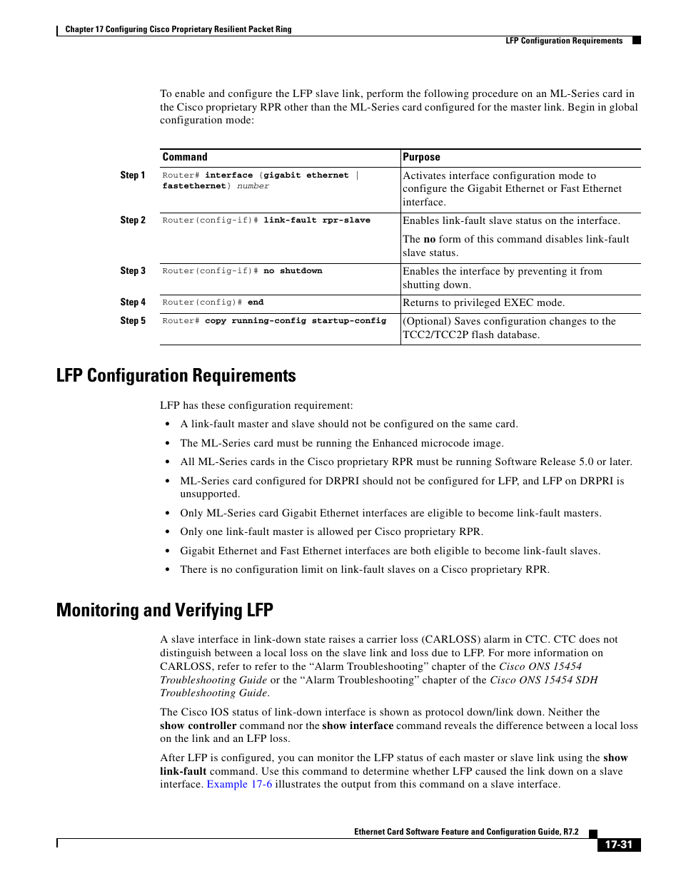 Lfp configuration requirements, Monitoring and verifying lfp | Cisco 15327 User Manual | Page 283 / 584