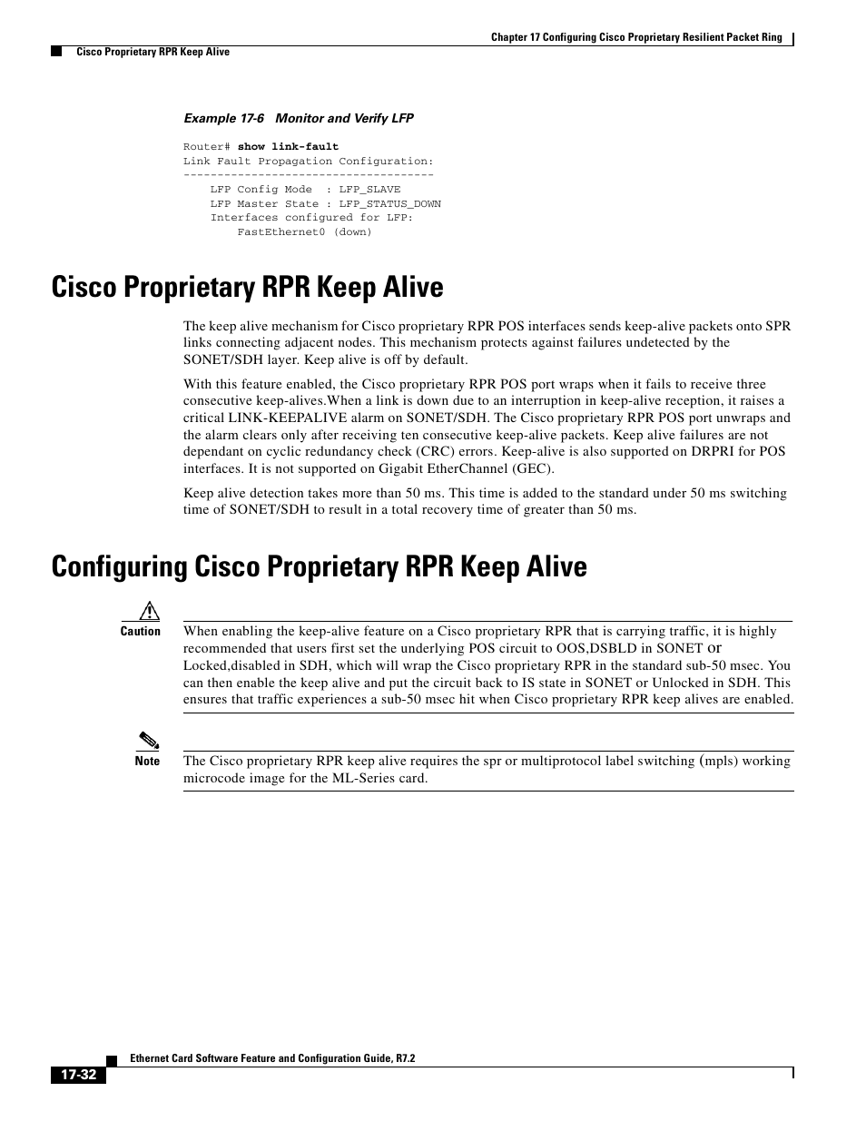 Cisco proprietary rpr keep alive, Configuring cisco proprietary rpr keep alive | Cisco 15327 User Manual | Page 284 / 584