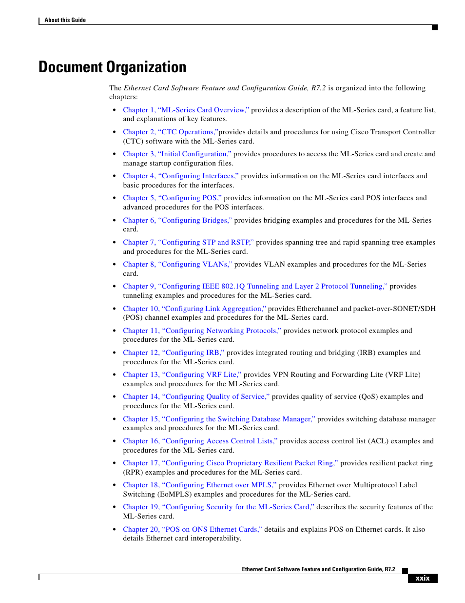 Document organization | Cisco 15327 User Manual | Page 29 / 584