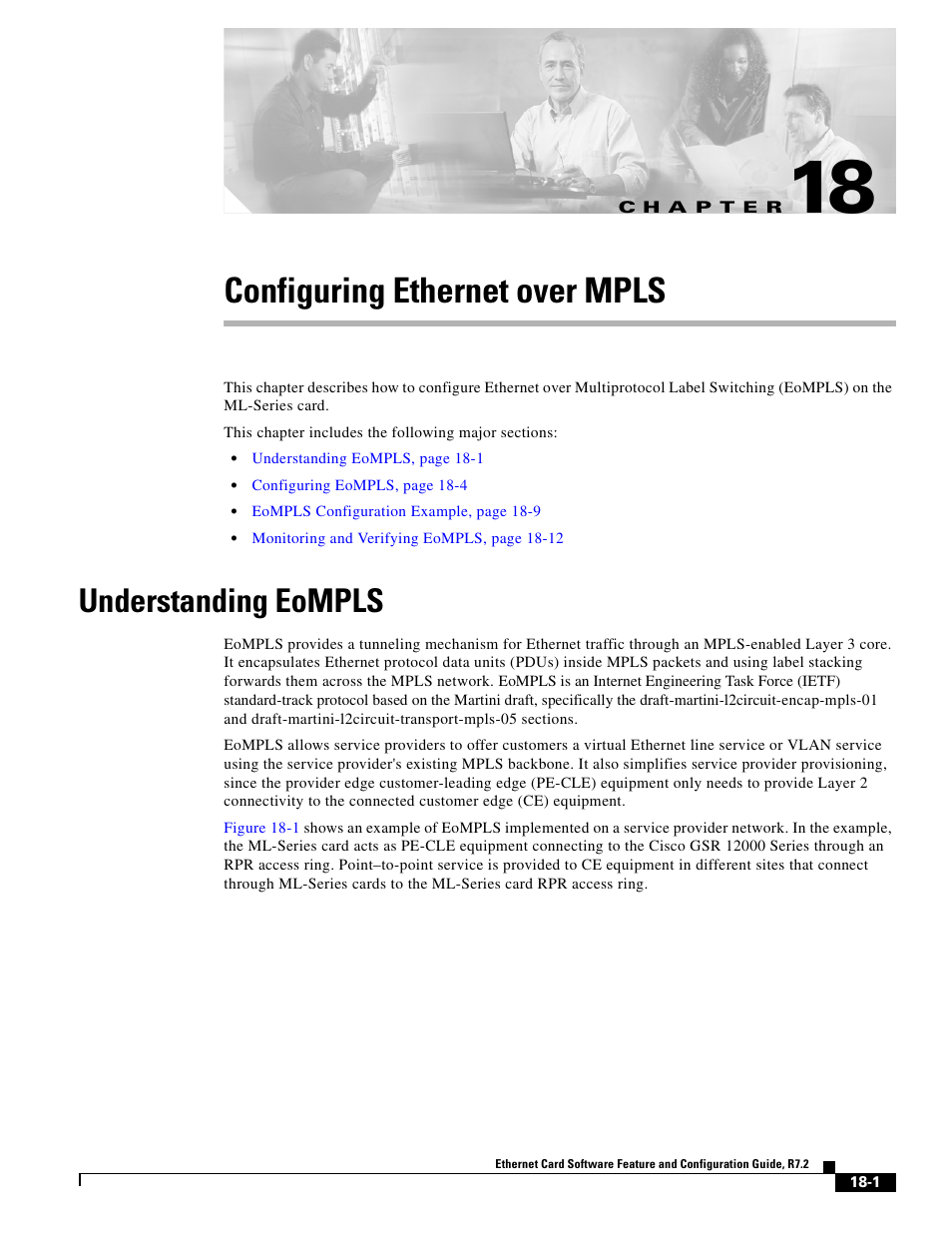 Configuring ethernet over mpls, Understanding eompls, C h a p t e r | Chapter 18, “configuring ethernet over mpls | Cisco 15327 User Manual | Page 293 / 584