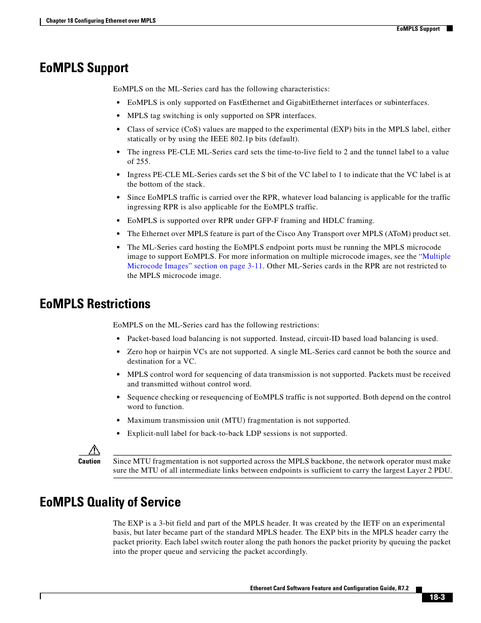 Eompls support, Eompls restrictions, Eompls quality of service | Cisco 15327 User Manual | Page 295 / 584