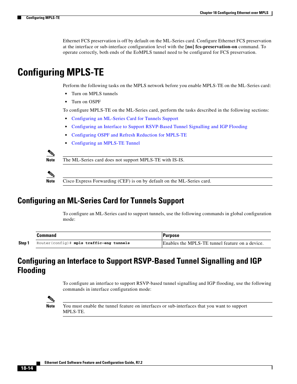 Configuring mpls-te, Configuring an ml-series card for tunnels support | Cisco 15327 User Manual | Page 306 / 584