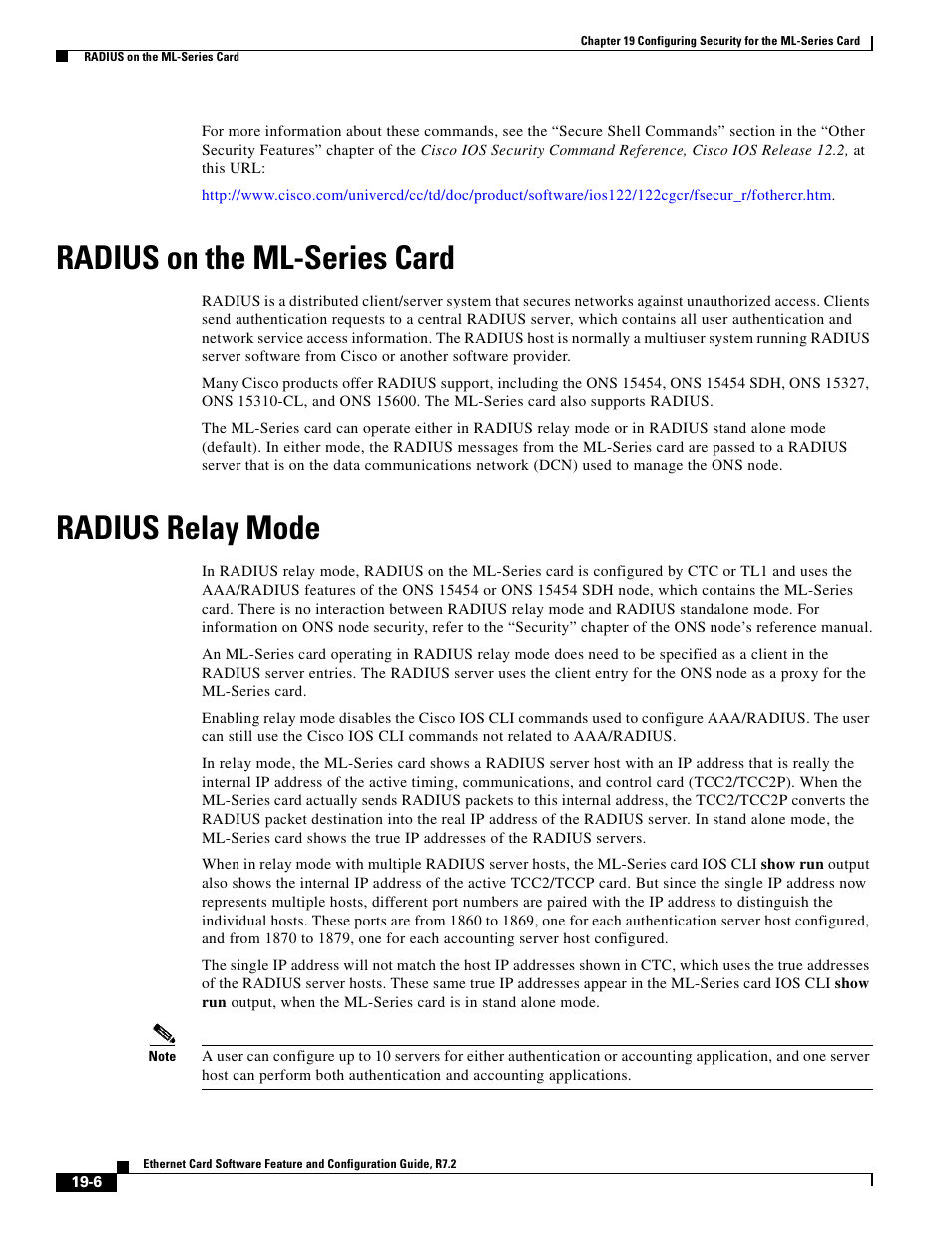 Radius on the ml-series card, Radius relay mode | Cisco 15327 User Manual | Page 318 / 584