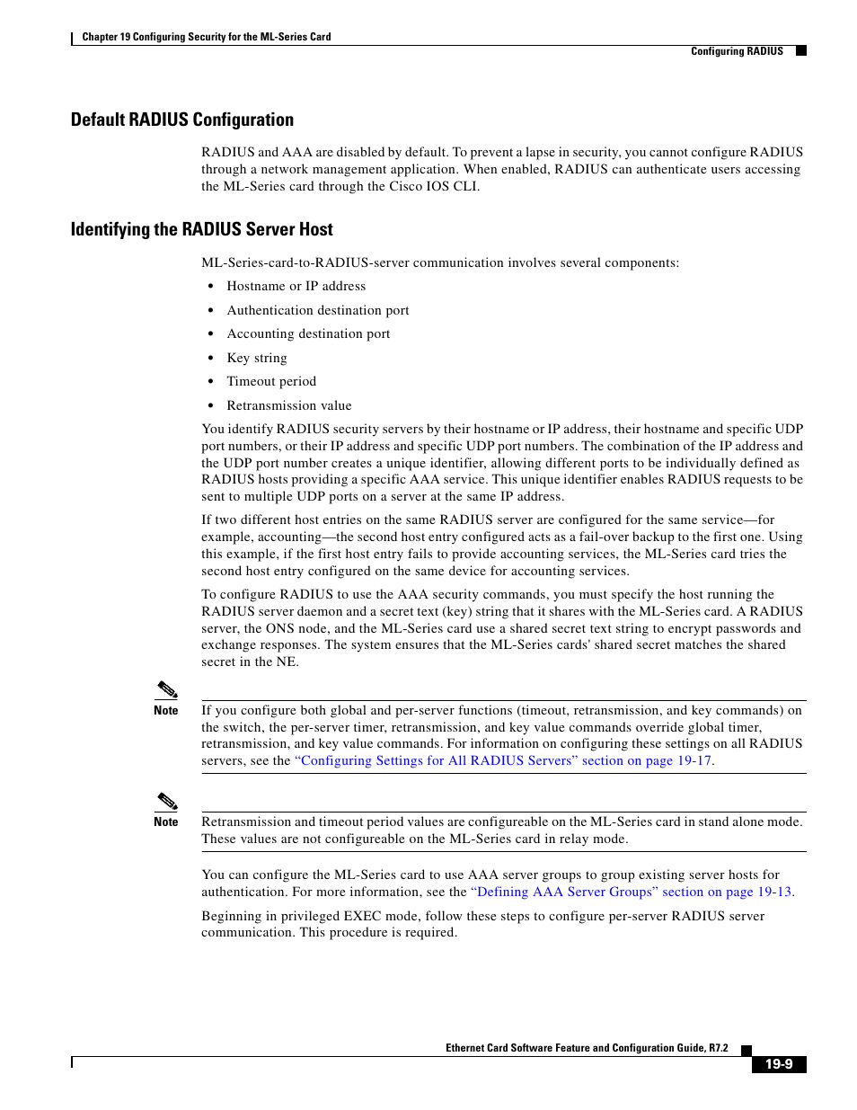 Default radius configuration, Identifying the radius server host | Cisco 15327 User Manual | Page 321 / 584