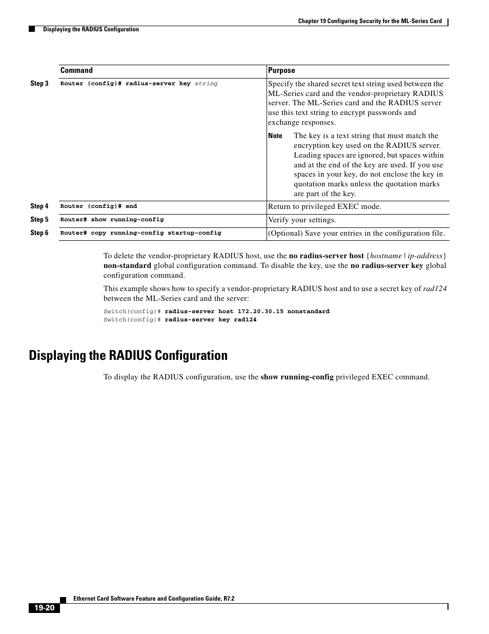 Displaying the radius configuration | Cisco 15327 User Manual | Page 332 / 584