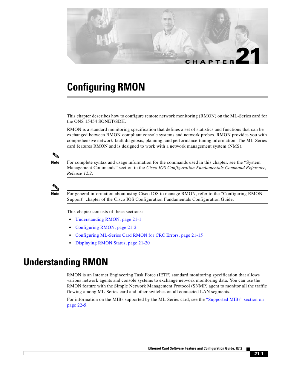 Configuring rmon, Understanding rmon, C h a p t e r | Chapter 21, “configuring rmon | Cisco 15327 User Manual | Page 345 / 584