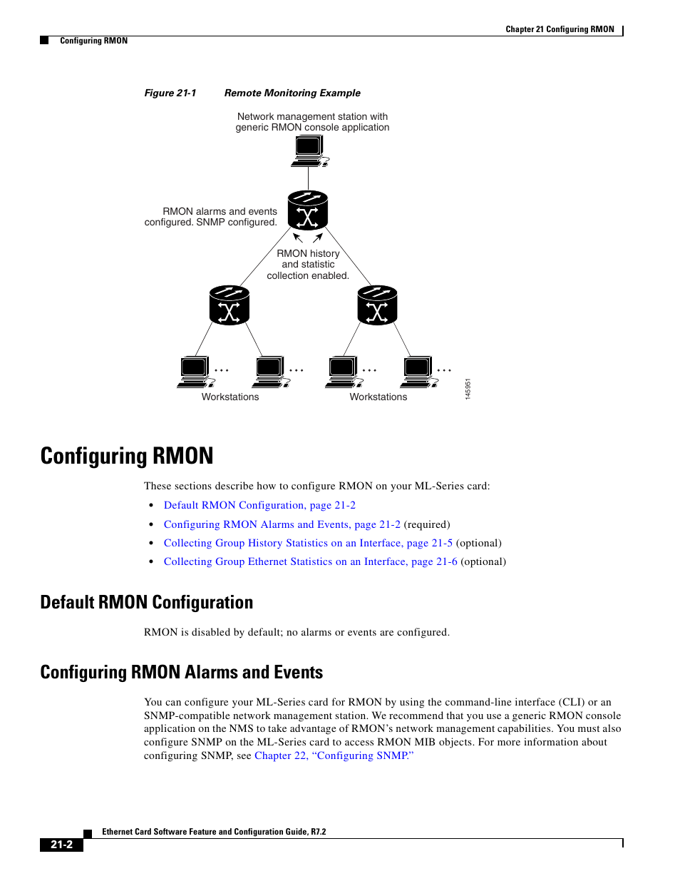 Configuring rmon, Default rmon configuration, Configuring rmon alarms and events | Figure 21-1 | Cisco 15327 User Manual | Page 346 / 584