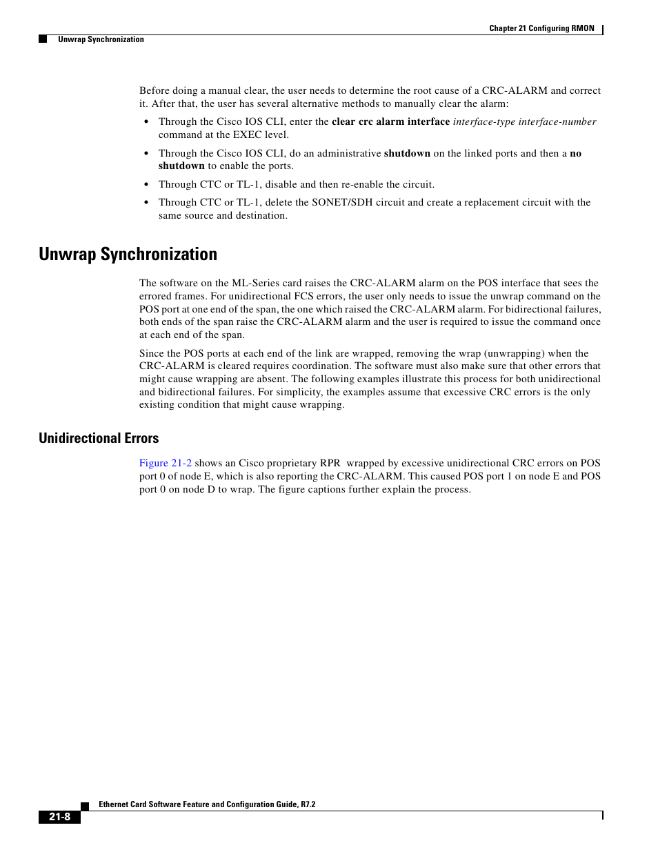 Unwrap synchronization, Unidirectional errors | Cisco 15327 User Manual | Page 352 / 584